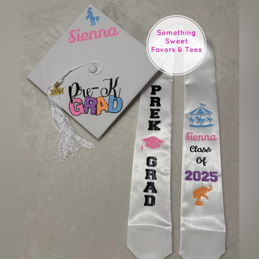 Graduation Cap & Stole. with Custom Design For ALL GRADES
